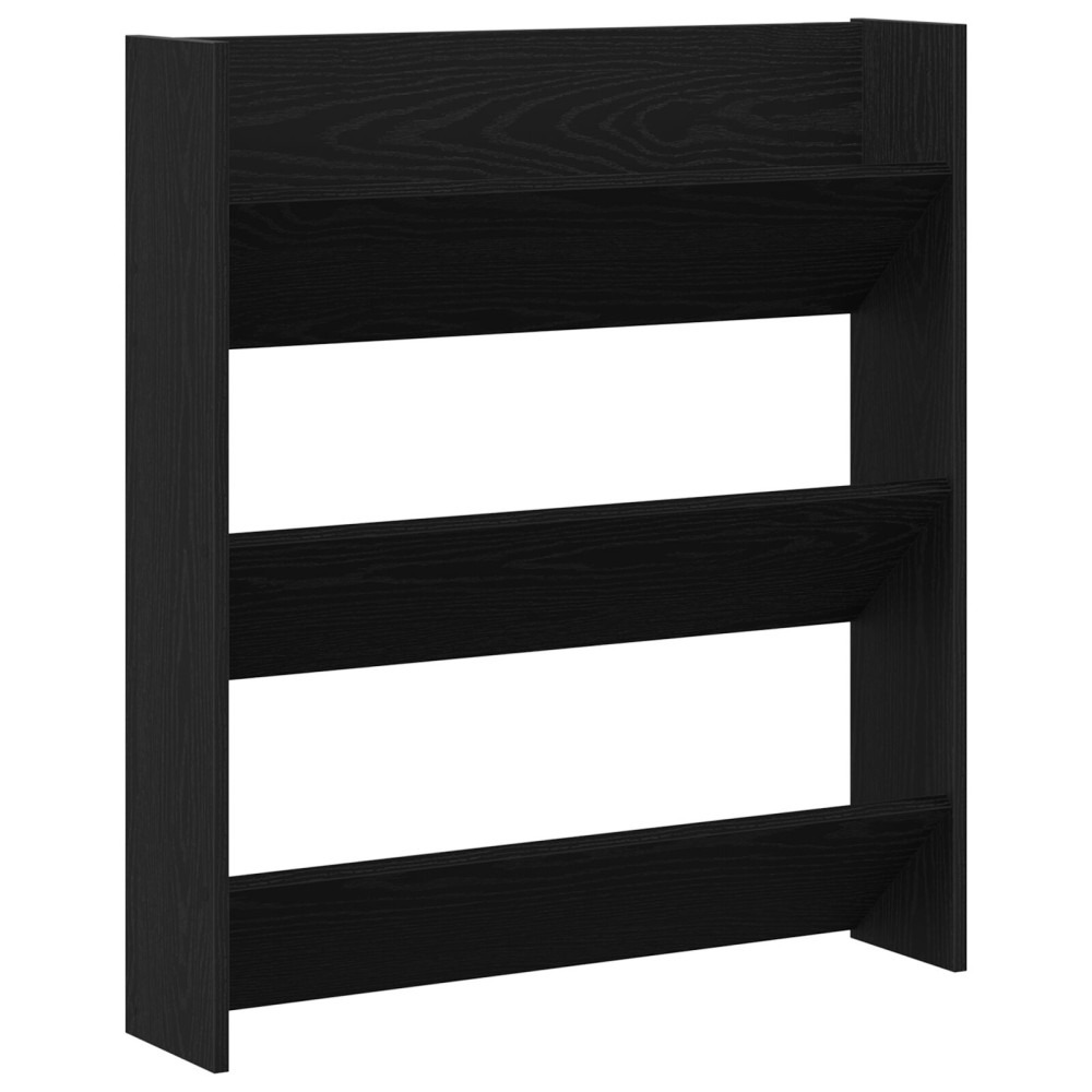 Produktbild för Skoskåp 80 x 18 x 90 cm Konstruerat trä Svart Ek