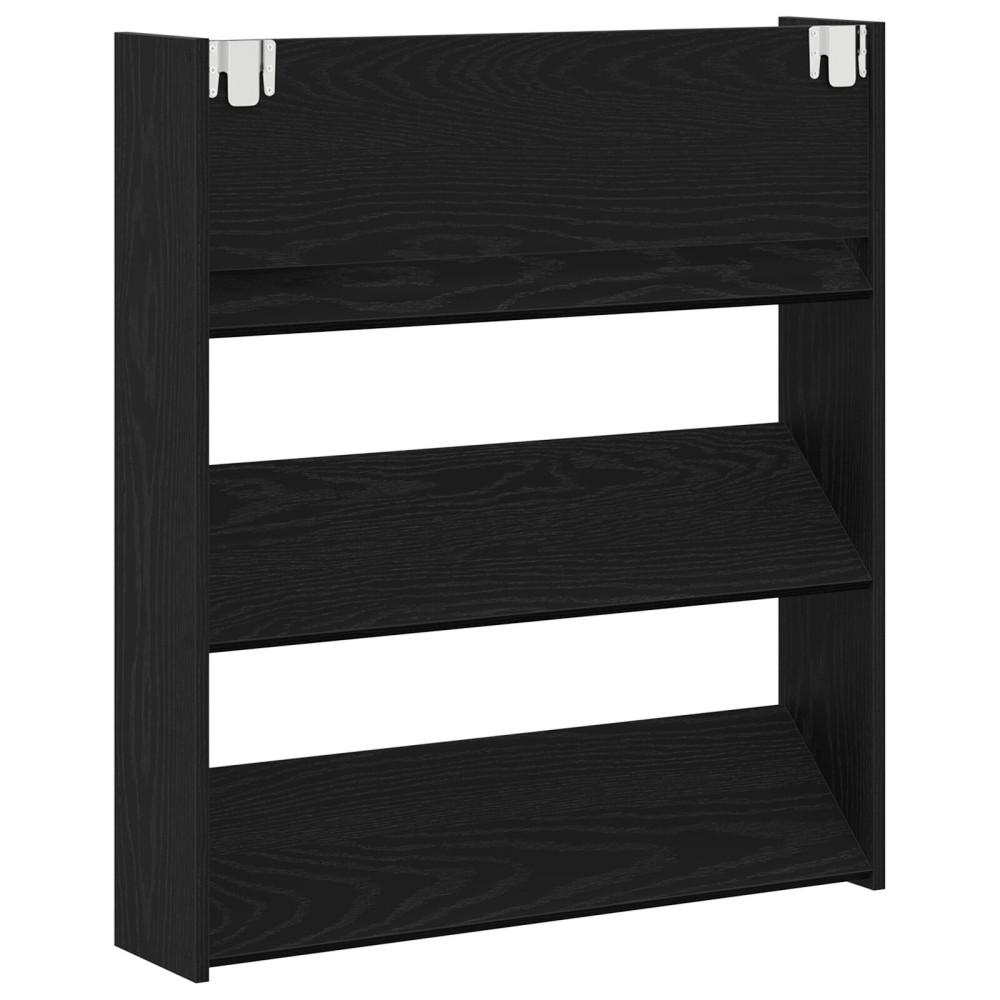Produktbild för Skoskåp 80 x 18 x 90 cm Konstruerat trä Svart Ek