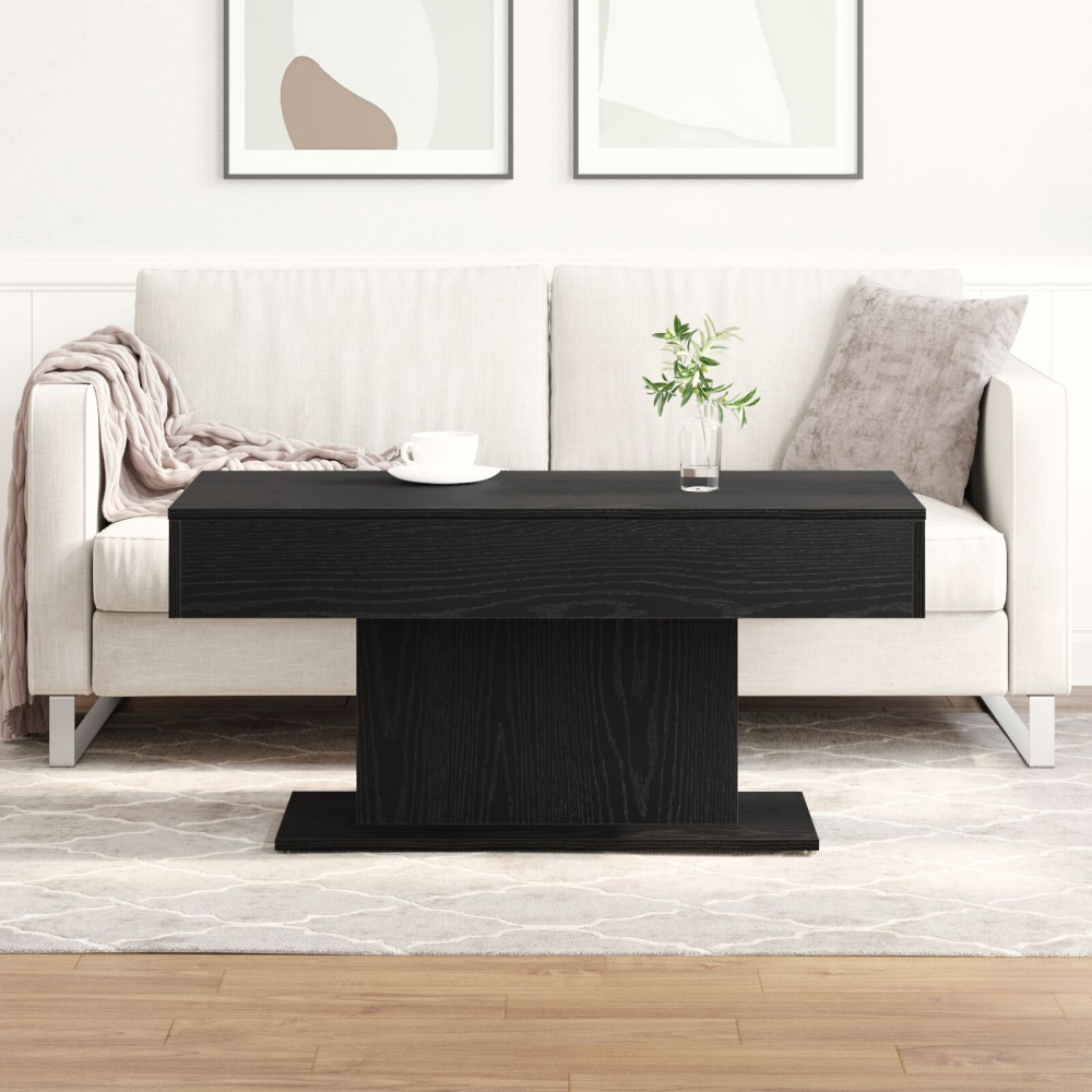 Produktbild för Kaffeebord Svart Ek 96 x 50 x 45 cm Konstruerat trä
