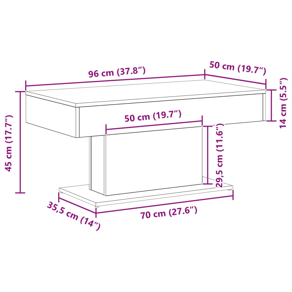 Produktbild för Kaffeebord Svart Ek 96 x 50 x 45 cm Konstruerat trä