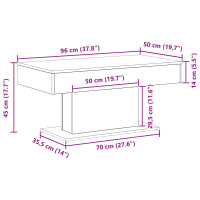 Produktbild för Kaffeebord Svart Ek 96 x 50 x 45 cm Konstruerat trä