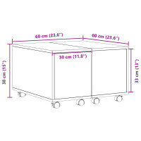 Produktbild för Kaffeebord Svart Ek 60 x 60 x 38 cm Konstruerat trä