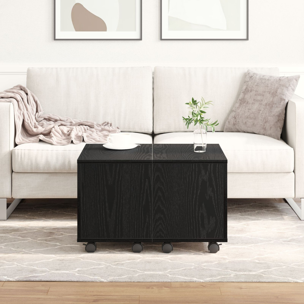 Produktbild för Kaffeebord Svart Ek 60 x 60 x 38 cm Konstruerat trä