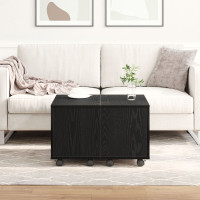 Produktbild för Kaffeebord Svart Ek 60 x 60 x 38 cm Konstruerat trä