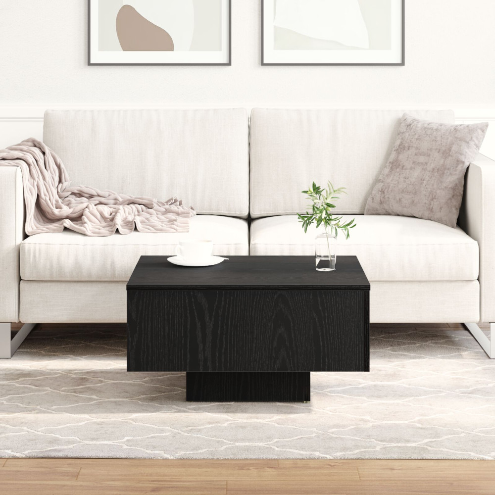 Produktbild för Kaffeebord Svart Ek 60 x 60 x 31,5 cm Konstruerat trä