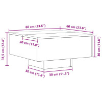 Produktbild för Kaffeebord Svart Ek 60 x 60 x 31,5 cm Konstruerat trä