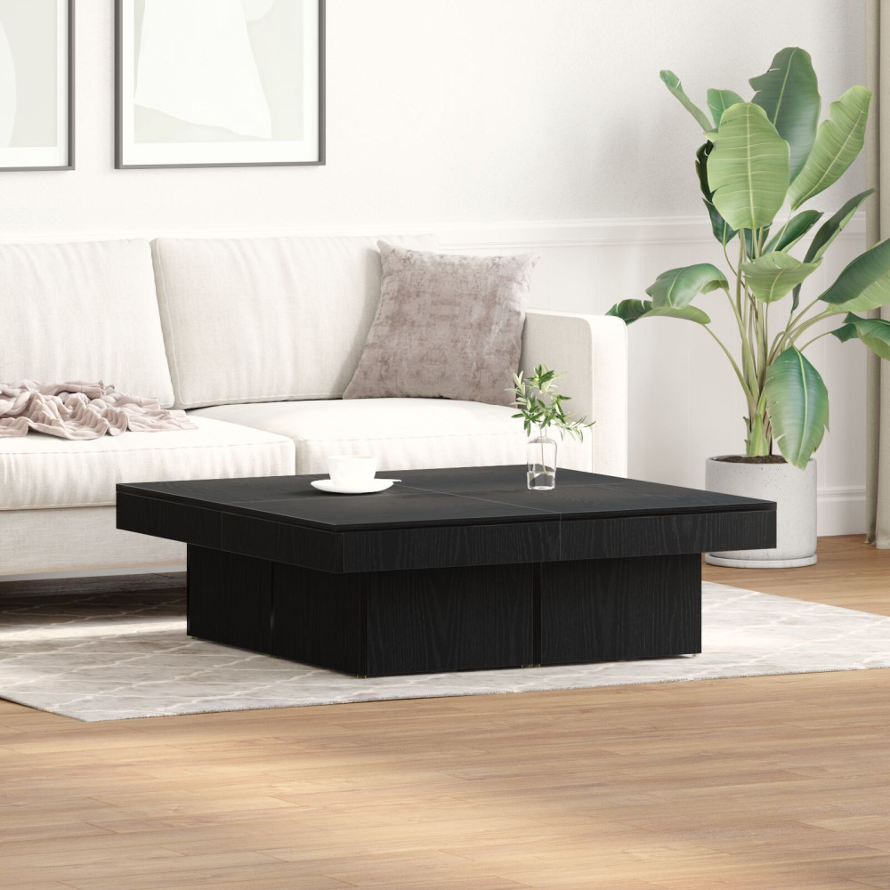 Produktbild för Kaffeebord Svart Ek 90 x 90 x 28 cm Konstruerat trä
