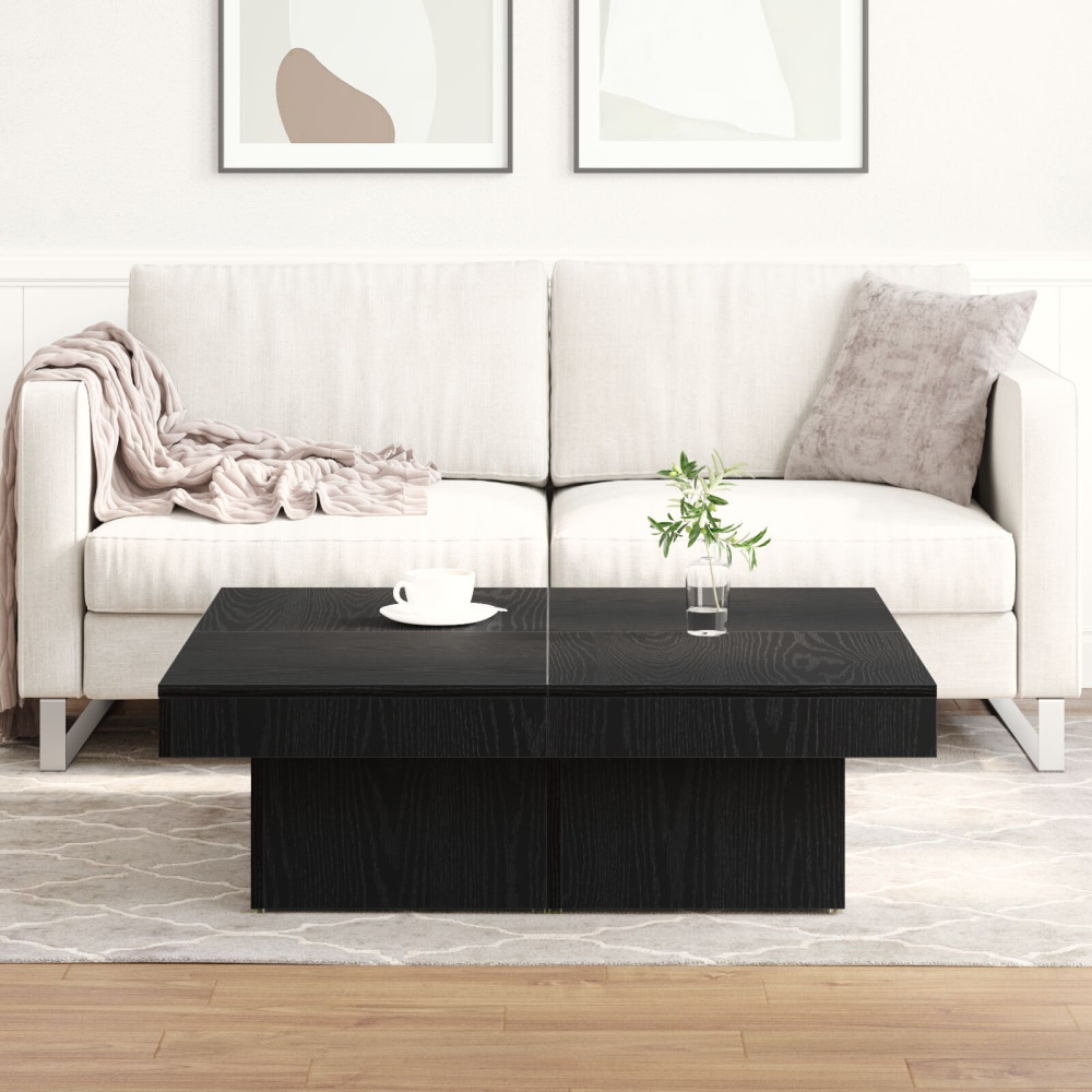 Produktbild för Kaffeebord Svart Ek 90 x 90 x 28 cm Konstruerat trä