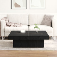 Produktbild för Kaffeebord Svart Ek 90 x 90 x 28 cm Konstruerat trä