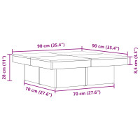 Produktbild för Kaffeebord Svart Ek 90 x 90 x 28 cm Konstruerat trä