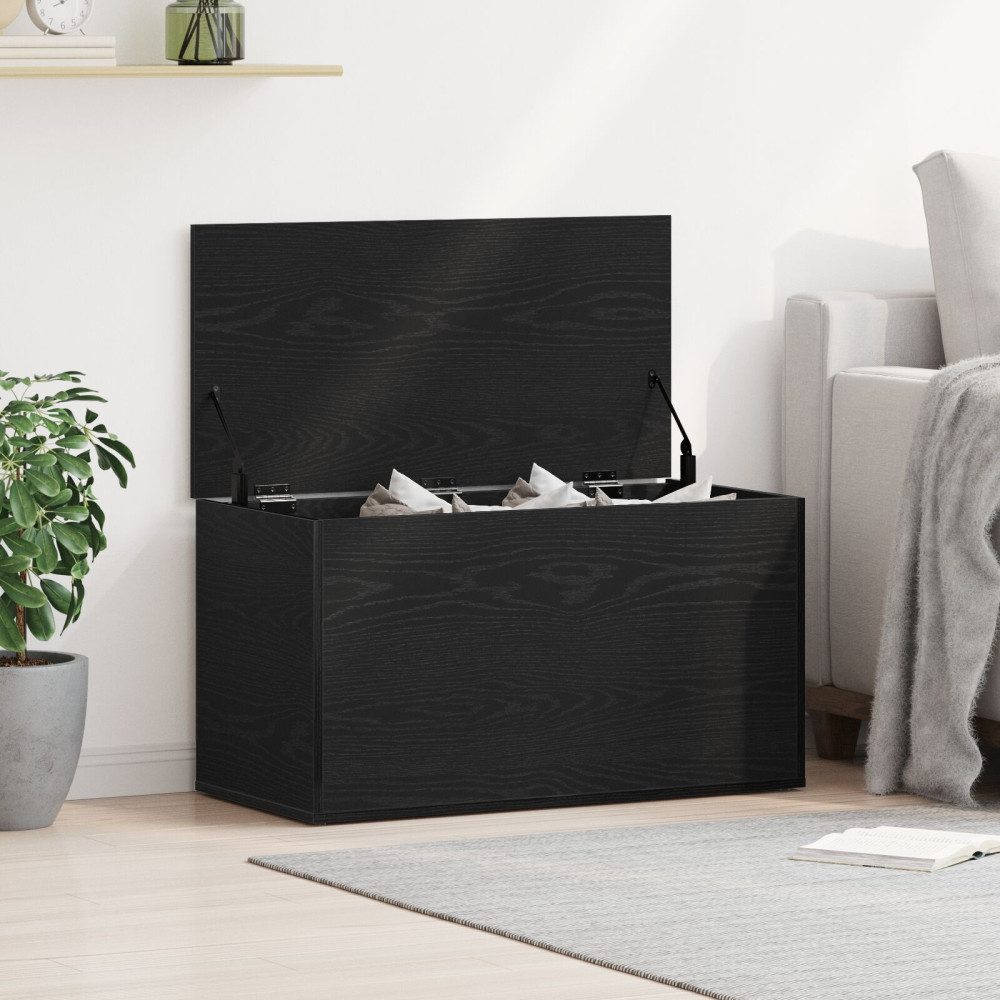 Produktbild för Förvaringslåda Svart Ek 84 x 42 x 46 cm Konstruerat trä