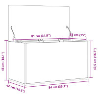Produktbild för Förvaringslåda Svart Ek 84 x 42 x 46 cm Konstruerat trä