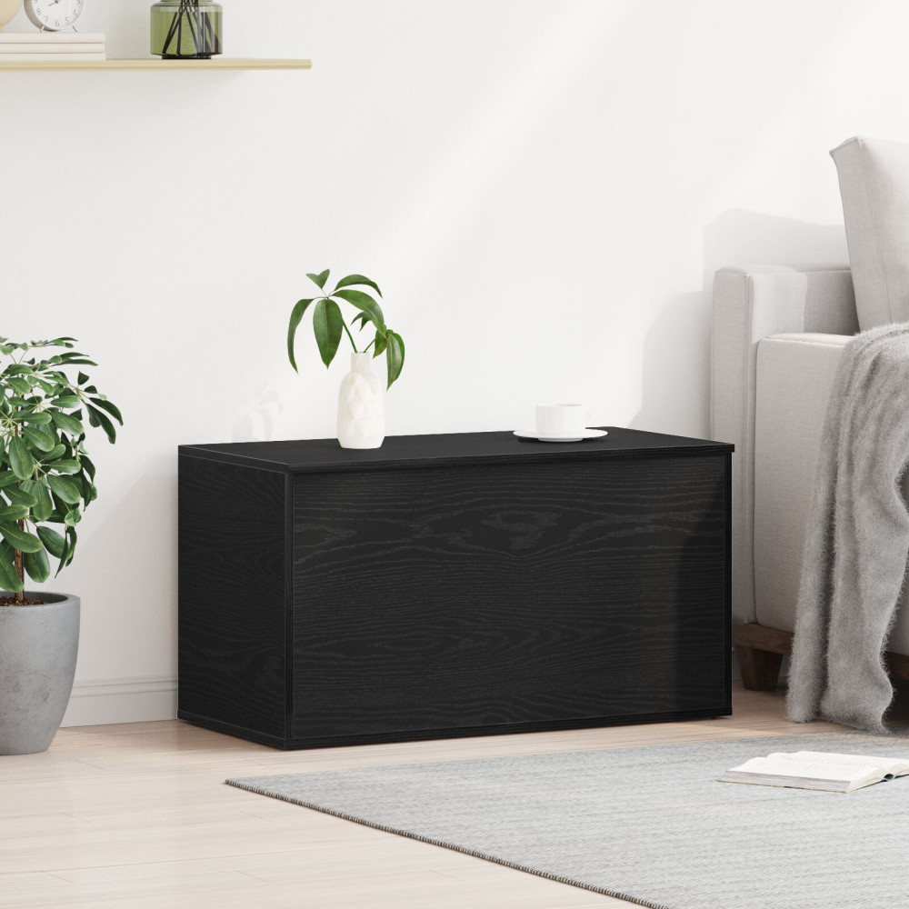 Produktbild för Förvaringslåda Svart Ek 84 x 42 x 46 cm Konstruerat trä