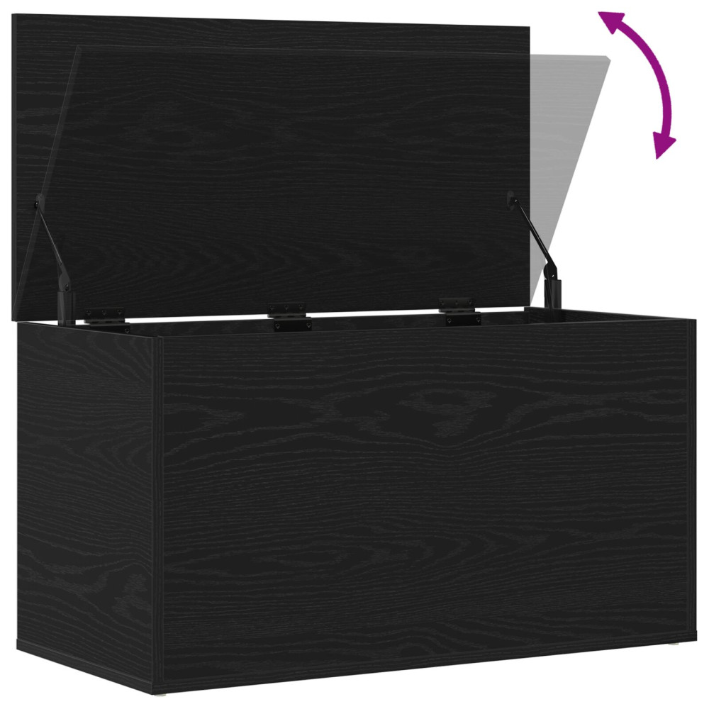 Produktbild för Förvaringslåda Svart Ek 84 x 42 x 46 cm Konstruerat trä
