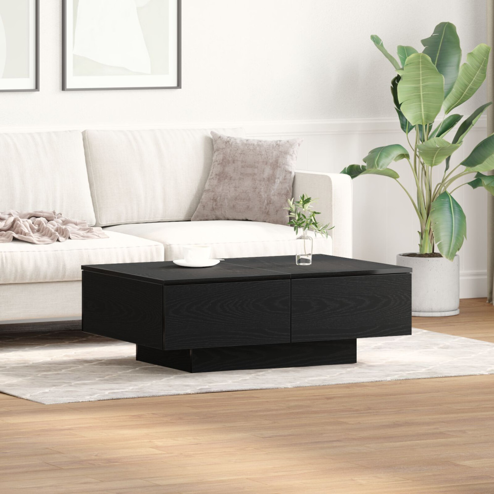 Produktbild för Kaffeebord Svart Ek 90 x 60 x 31 cm Konstruerat trä