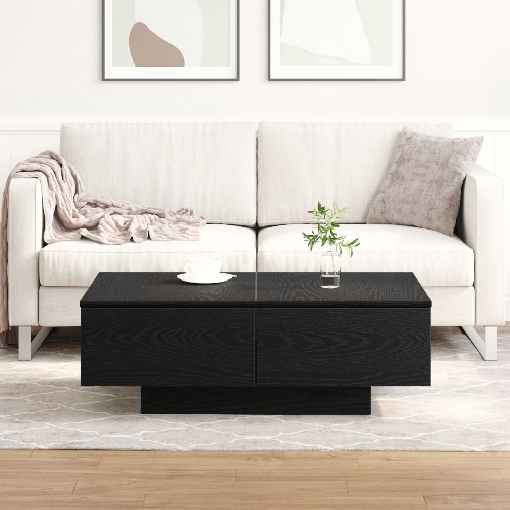 Produktbild för Kaffeebord Svart Ek 90 x 60 x 31 cm Konstruerat trä