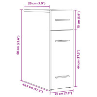 Produktbild för Apotekarskåp Svart Ek 20 x 45,5 x 60 cm Konstruerat trä