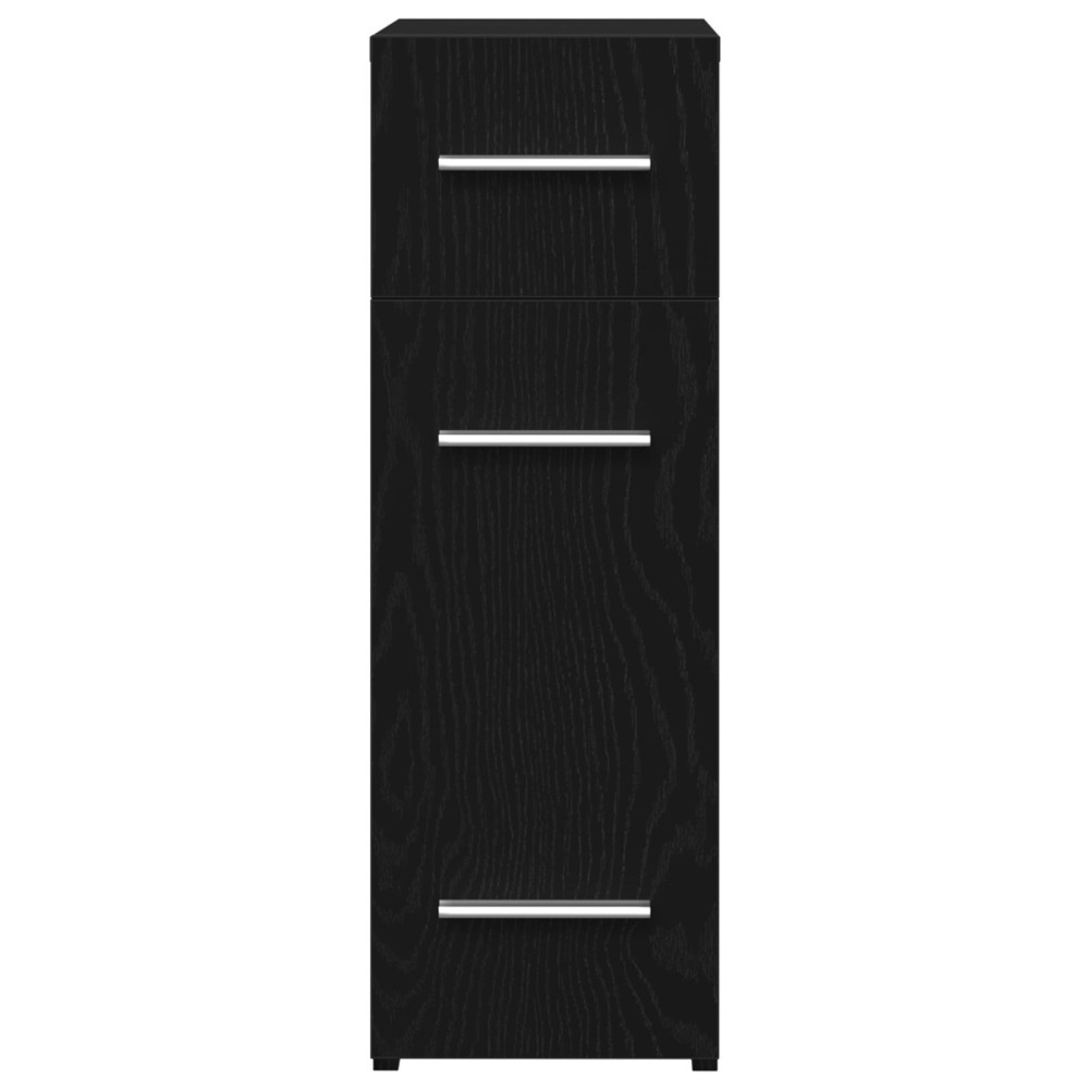 Produktbild för Apotekarskåp Svart Ek 20 x 45,5 x 60 cm Konstruerat trä