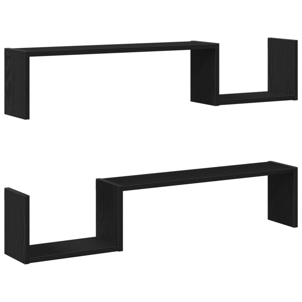 Produktbild för Vägg hylla 2 pcs Svart Ek 100 x 15 x 20 cm Konstruerat trä