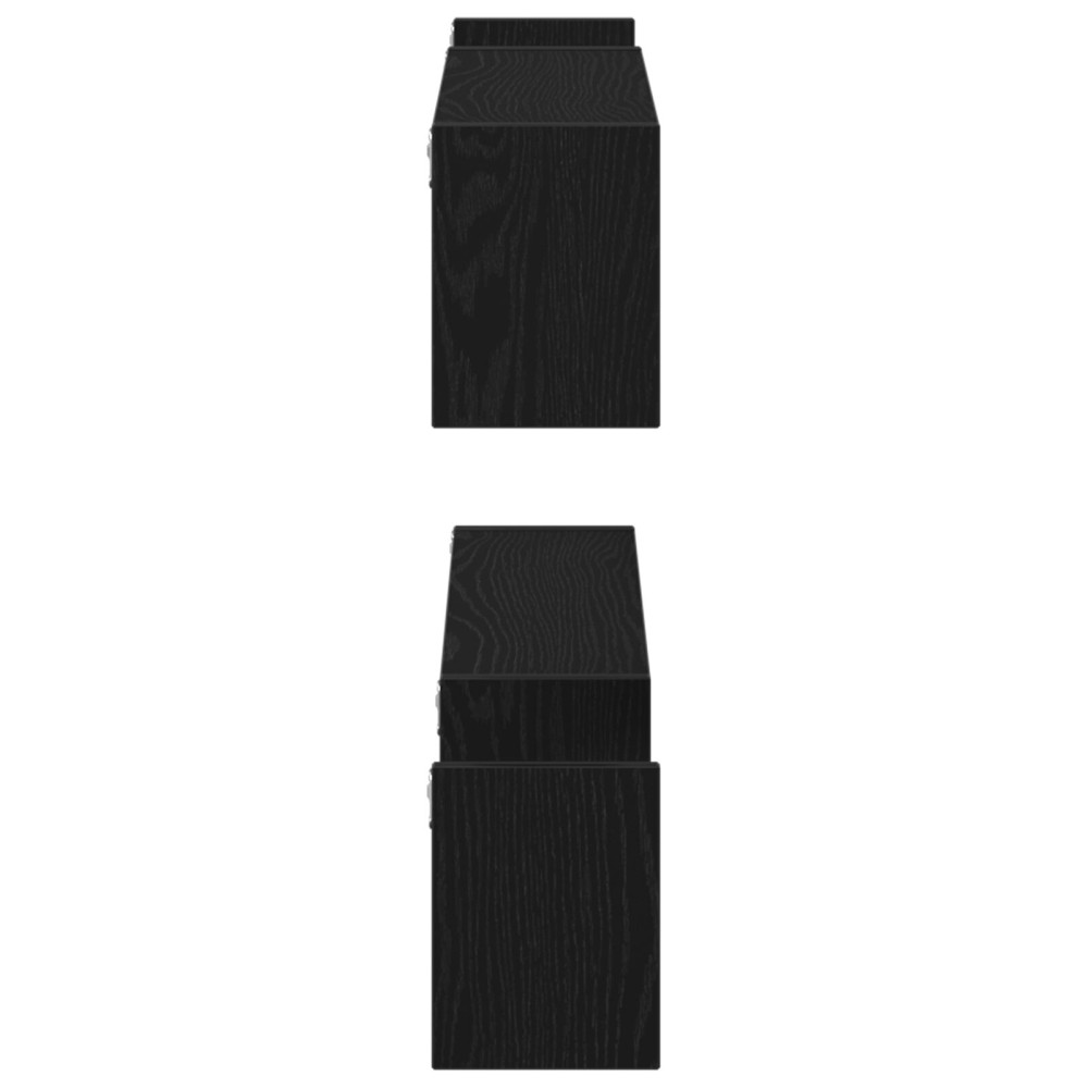 Produktbild för Vägg hylla 2 pcs Svart Ek 100 x 15 x 20 cm Konstruerat trä