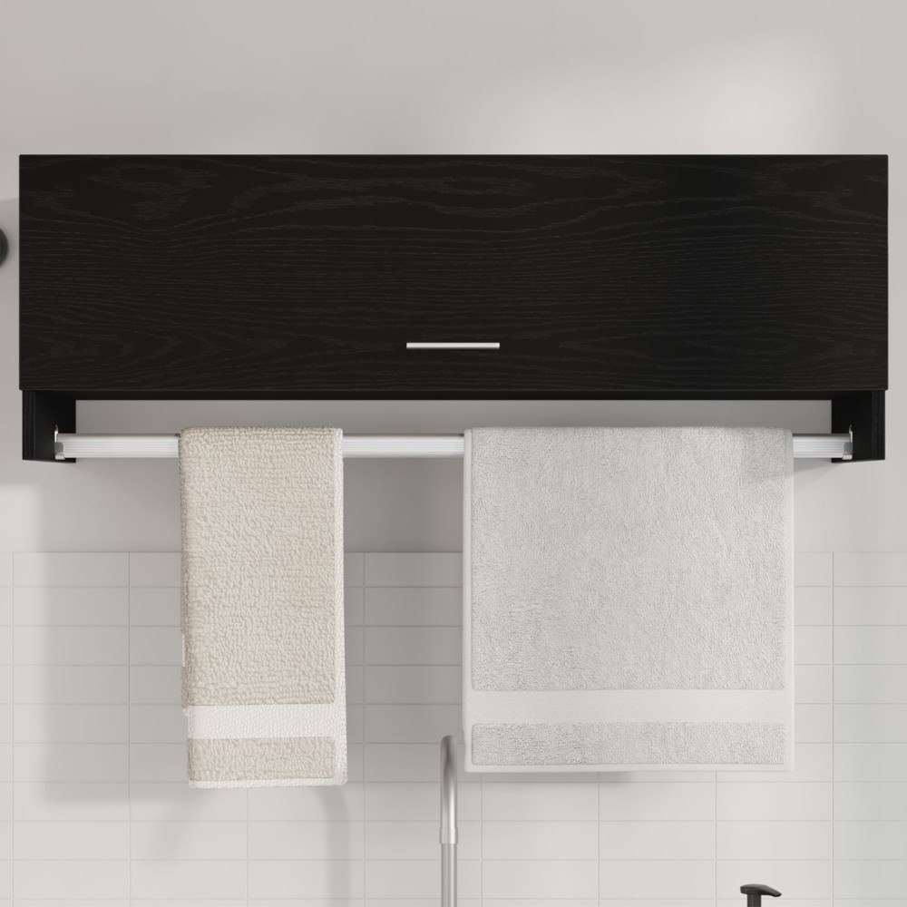 Produktbild för Garderob med låda Svart Ek 100 x 32,5 x 35 cm Konstruerat trä