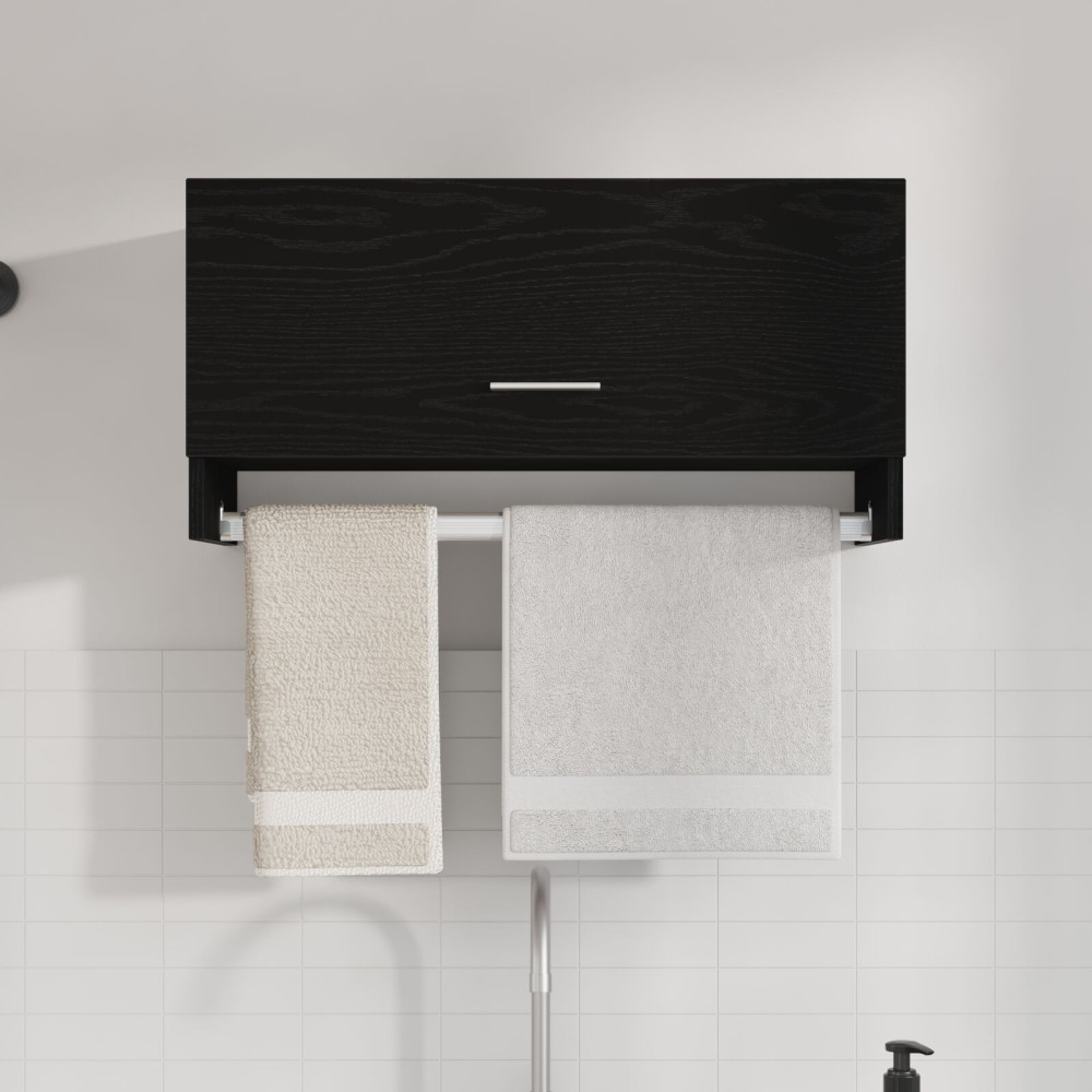 Produktbild för Garderob med låda Svart Ek 70 x 32,5 x 35 cm Konstruerat trä