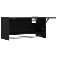 Produktbild för Garderob med låda Svart Ek 70 x 32,5 x 35 cm Konstruerat trä