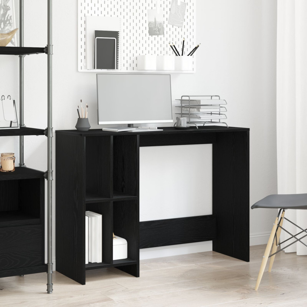 Produktbild för Skrivbord med hylla Svart Ek 102,5 x 35 x 75 cm Konstruerat trä
