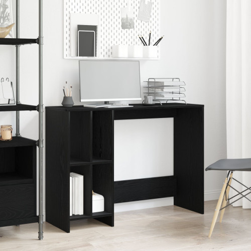 vidaXL Skrivbord med hylla Svart Ek 102,5 x 35 x 75 cm Konstruerat trä