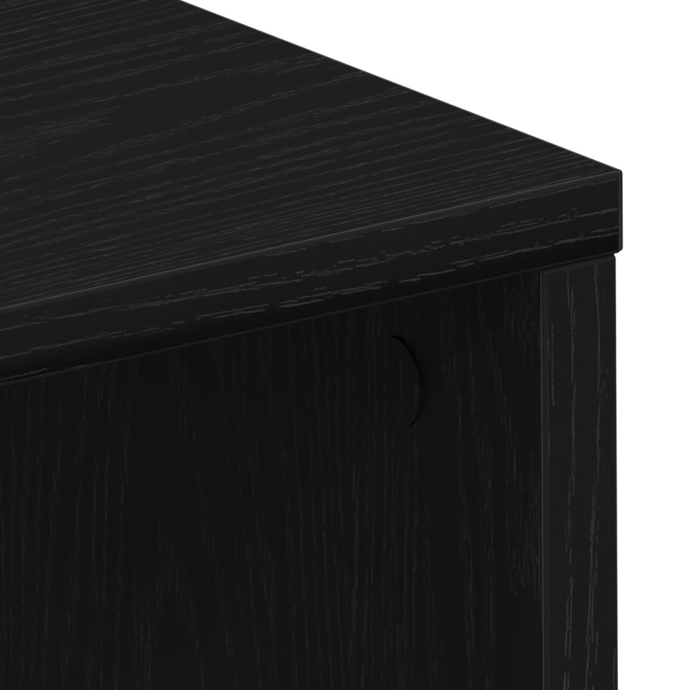 Produktbild för Skrivbord med hylla Svart Ek 102,5 x 35 x 75 cm Konstruerat trä