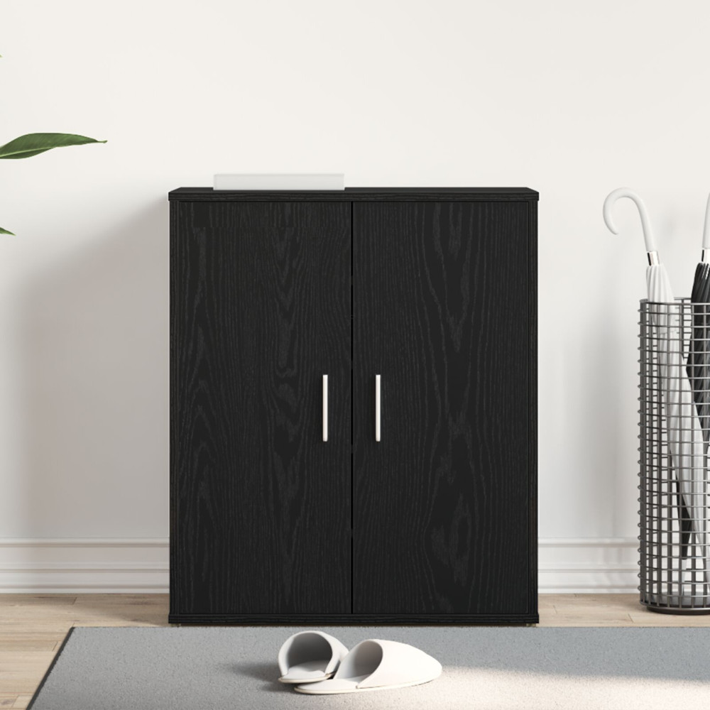Produktbild för Skoskåp med hylla Svart Ek 60 x 35 x 70 cm Konstruerat trä