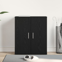 Produktbild för Skoskåp med hylla Svart Ek 60 x 35 x 70 cm Konstruerat trä