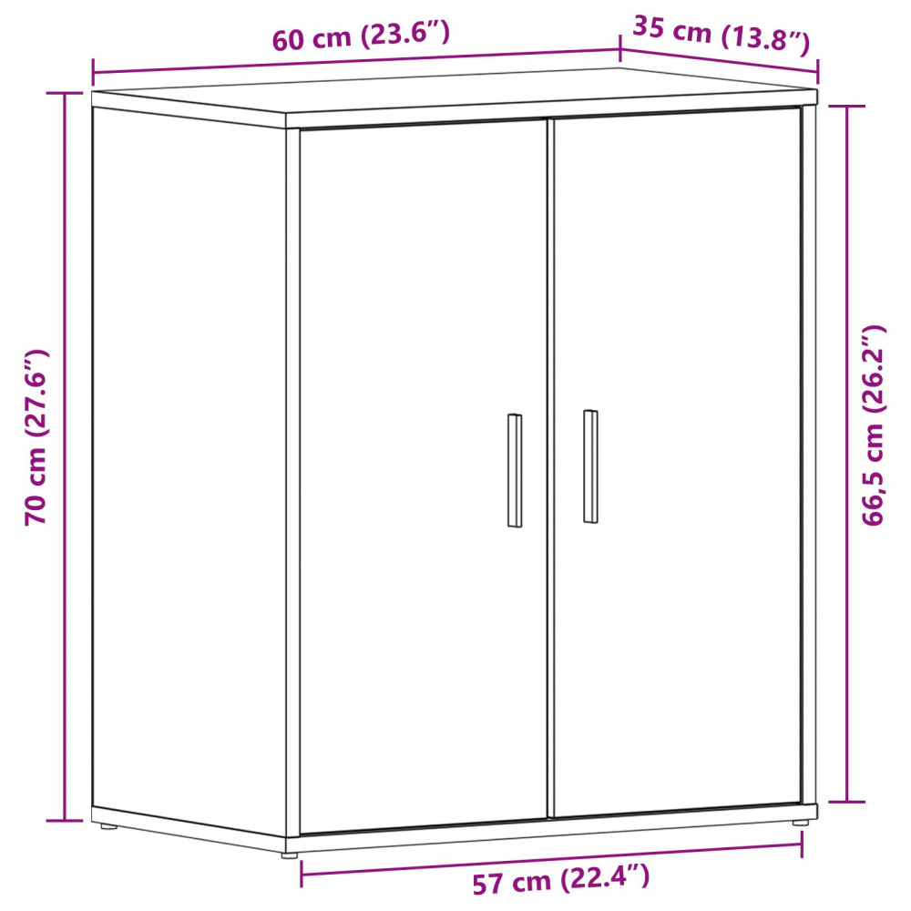 Produktbild för Skoskåp med hylla Svart Ek 60 x 35 x 70 cm Konstruerat trä