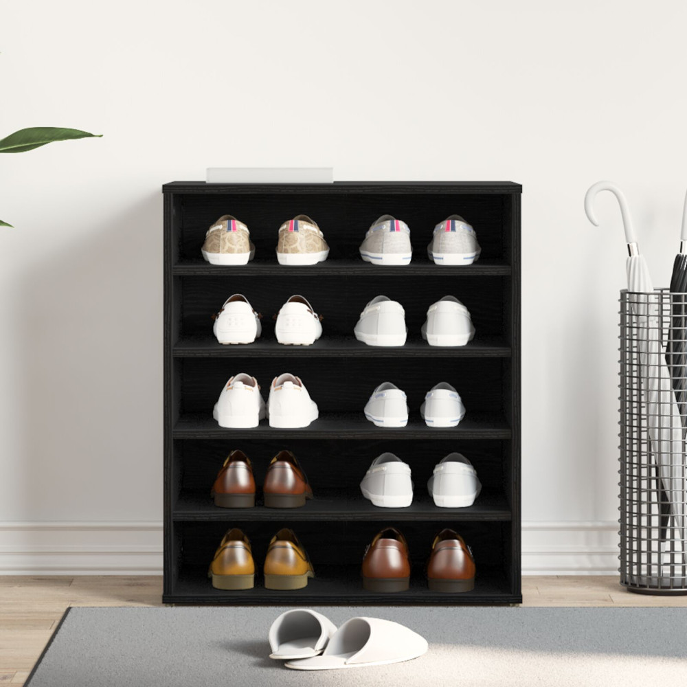 Produktbild för Skoskåp med hylla Svart Ek 60 x 35 x 70 cm Konstruerat trä
