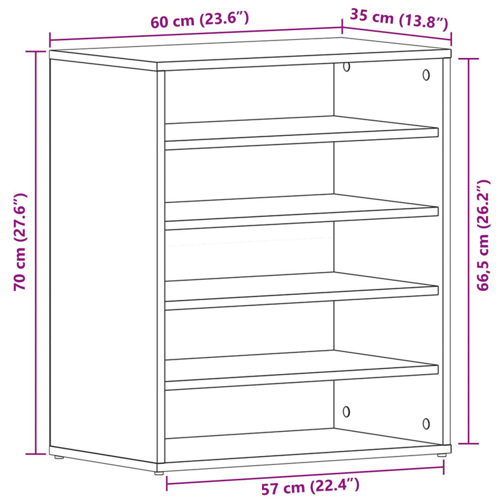 Produktbild för Skoskåp med hylla Svart Ek 60 x 35 x 70 cm Konstruerat trä