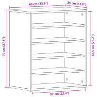 Produktbild för Skoskåp med hylla Svart Ek 60 x 35 x 70 cm Konstruerat trä