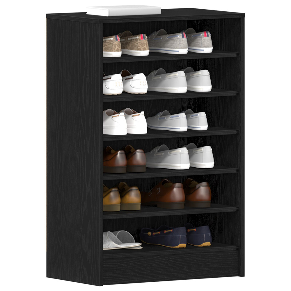 Produktbild för Skoskåp med hylla Svart Ek 60 x 35 x 92 cm Konstruerat trä