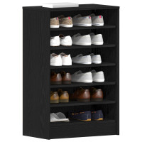 Produktbild för Skoskåp med hylla Svart Ek 60 x 35 x 92 cm Konstruerat trä