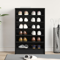 Produktbild för Skoskåp med hylla Svart Ek 60 x 35 x 92 cm Konstruerat trä