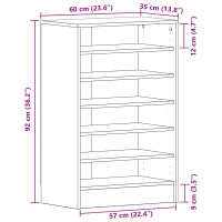 Produktbild för Skoskåp med hylla Svart Ek 60 x 35 x 92 cm Konstruerat trä