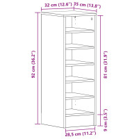 Produktbild för Skoskåp med hylla Svart Ek 32 x 35 x 90 cm Konstruerat trä
