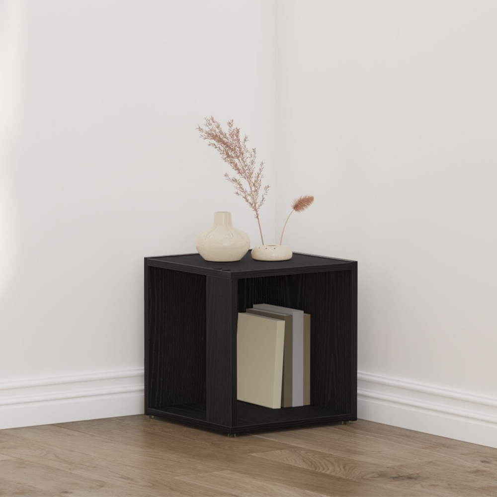 Produktbild för Hörnhyllor Svart Ek 33 x 33 x 34,5 cm Konstruerat trä