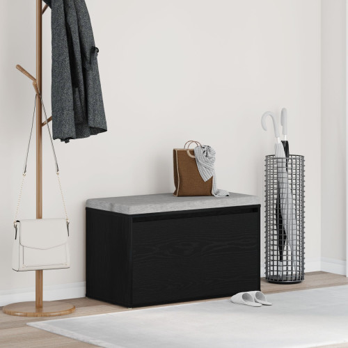 vidaXL Hallbänk med låda Svart Ek 80 x 40 x 45 cm Konstruerat trä