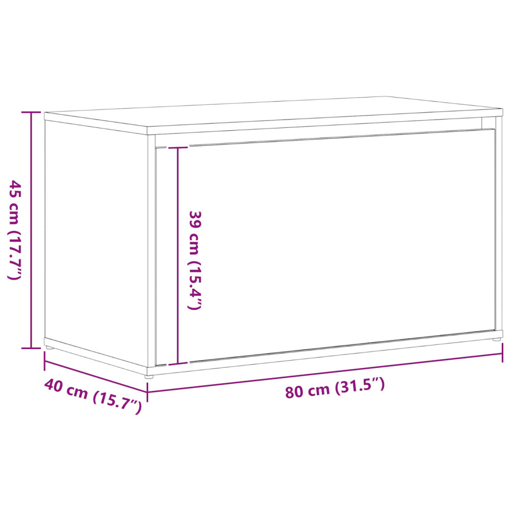 Produktbild för Hallbänk med låda Svart Ek 80 x 40 x 45 cm Konstruerat trä