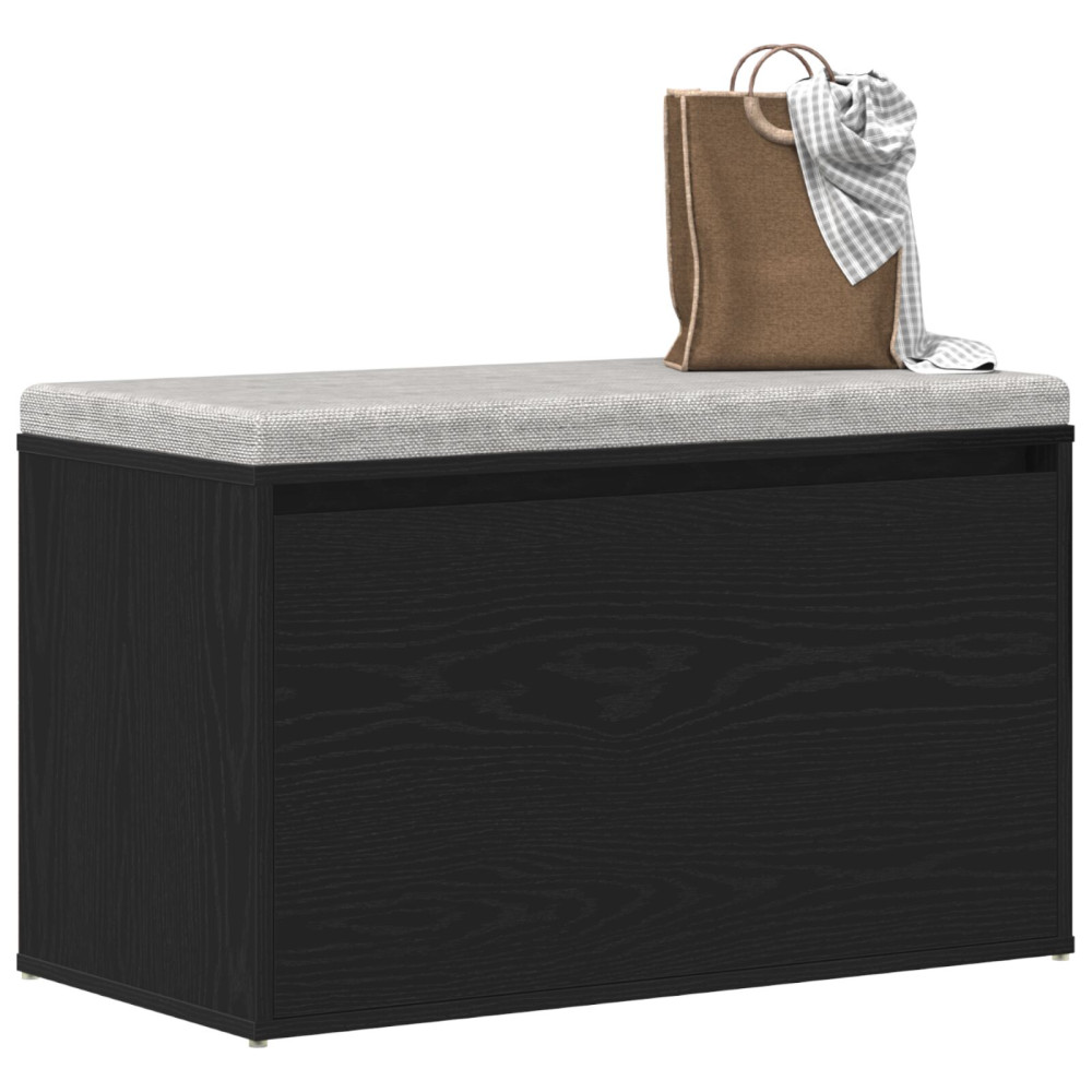 Produktbild för Hallbänk med låda Svart Ek 80 x 40 x 45 cm Konstruerat trä