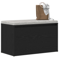 Produktbild för Hallbänk med låda Svart Ek 80 x 40 x 45 cm Konstruerat trä