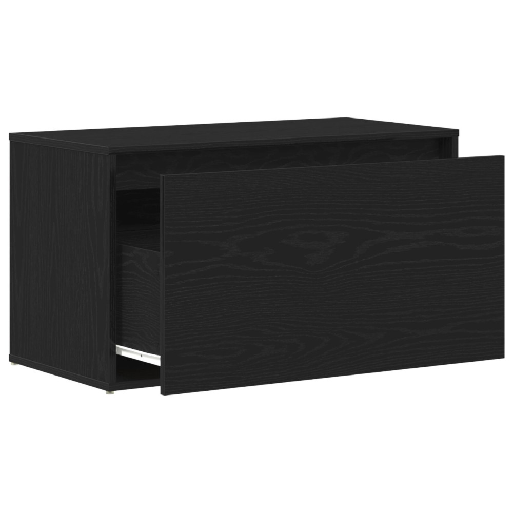 Produktbild för Hallbänk med låda Svart Ek 80 x 40 x 45 cm Konstruerat trä