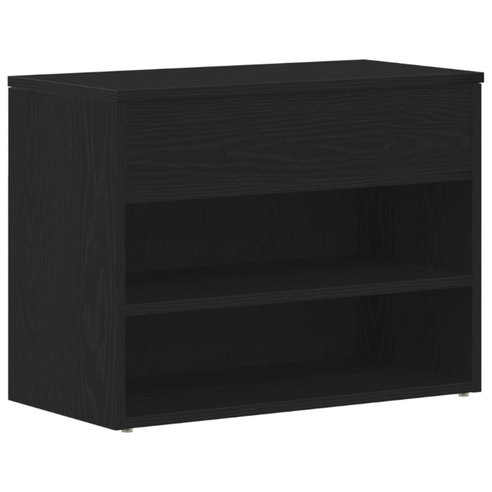 Produktbild för Skobänk med hylla Svart Ek 60 x 30 x 45 cm Konstruerat trä