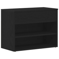 Produktbild för Skobänk med hylla Svart Ek 60 x 30 x 45 cm Konstruerat trä