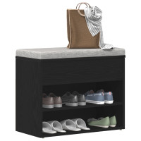 Produktbild för Skobänk med hylla Svart Ek 60 x 30 x 45 cm Konstruerat trä